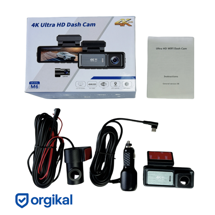 دوربین ثبت وقایع خودرو مدل M6 4K-WiFi به همراه دوربین عقب